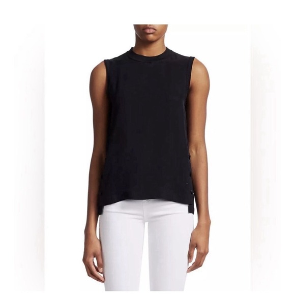 rag & bone Sweaters - Rag & Bone Black Silk Blend Side Button Sleeveless Top Crew Neck Size S
